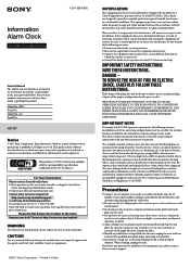 Sony HID-B7 Important Information Guide