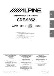 Alpine CDE9852 Owners Manual
