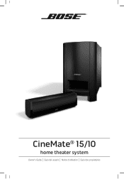Bose CineMate 15 Home Theater Owner's guide