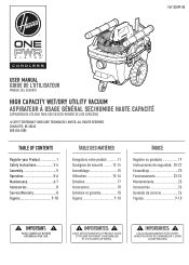 Hoover ONEPWR High-Capacity Wet/Dry Utility Vacuum Product Manual