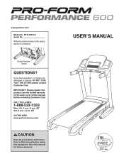 ProForm Performance 600 Treadmill English Manual
