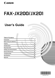 Canon JX200 FAX-JX200/JX201 User'sGuide