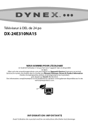 Dynex DX-24E310NA15 Important Information (Français)
