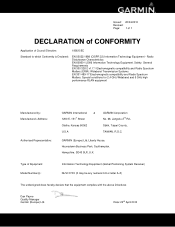 Garmin nuvi 3790T Declaration of Conformity