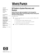 HP iPAQ Legacy-free PC P1.0/815e HP Guide to System Recovery and Restore