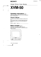 Sony XVM-50 Users Guide