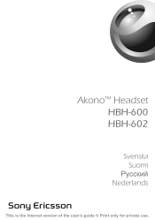 Sony Ericsson HBH-602 User Guide