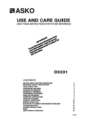 Asko D3331 User manual Use & Care Guide Asko D3331 EN