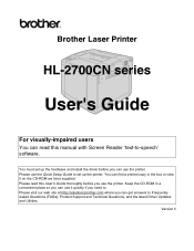 Brother International 2700CN Users Manual - English