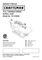 Craftsman 21602 Operation Manual