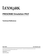 Lexmark MX6500e 6500e PRESCRIBE Emulation Technical Reference Guide
