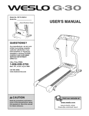 Weslo G-30 Treadmill English Manual