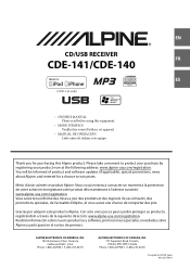 Alpine CDE-141 Owners Manual