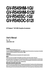 Gigabyte GV-R545HM-512I Manual
