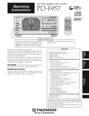Pioneer PD-F957 Owner's Manual