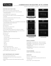 Viking MVDOE630BG Two-Page Specifications Sheet