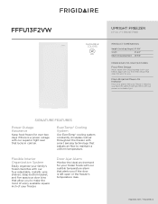 Frigidaire FFFU13F2VW Product Specifications Sheet