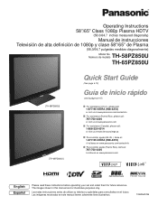 Panasonic TH-58PZ850U 65' Plasma Tv