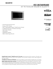Sony KV-34HS420 Marketing Specifications