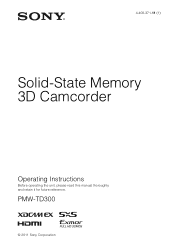 Sony PMWTD300 Product Manual (PMW-TD300 Operations Manual)