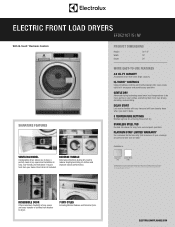 Electrolux EFDE210TIW Product Specifications Sheet English