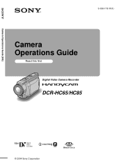 Sony DCR-HC85 Camera Operations Guide