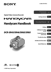 Sony DCR-SR46 Handycam® Handbook