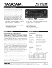 TASCAM AG-D9320 Technical Documentation