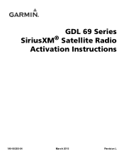 Garmin GDL 69/69A SXM Activation Instructions