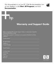 HP Pavilion a800 Warranty and Support Guide