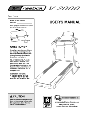 Reebok V 2000 Treadmill English Manual