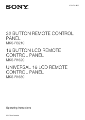 Sony MKS-R1620 Operating Instructions