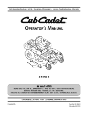 Cub Cadet Z Force S 60 Z-Force S 48 Operator's Manual