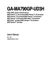 Gigabyte GA-MA790GP-UD3H Manual