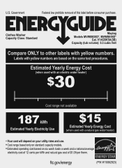 Maytag MVWB855DC Energy Guide