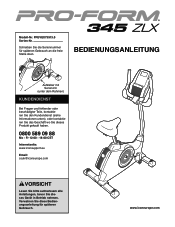 ProForm 345 Zlx Bike German Manual