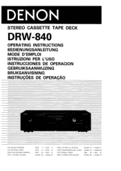 Denon DRW840 Operating Instructions