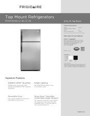 Frigidaire FFET1222QS Product Specifications Sheet