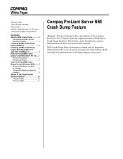 HP ProLiant 8500 Compaq ProLiant NMI Crash Dump Feature
