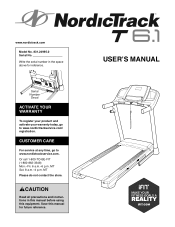 NordicTrack T 6.1 Treadmill English Manual
