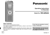 Panasonic RR-QR230 Ic Recorder-plus