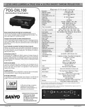 Sanyo PDG-DXL100 Print Specs