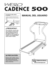 Weslo Cadence 500 Treadmill Spanish Manual