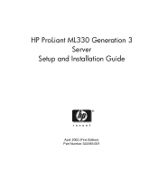 HP ML330 HP ProLiant ML330 Generation 3 Server Setup and Installation Guide