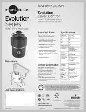 InSinkErator Evolution Cover Control Specifications