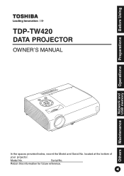 Toshiba TDP-TW420U Owners Manual