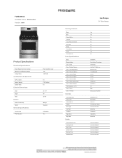 Frigidaire FCRG3051AS Product Specifications Sheet