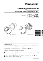 Panasonic ET-D3LEU100 ET-D3LEW200 Operating Instructions