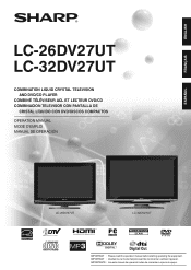Sharp LC32DV27UT LC-26DV27UT | LC-32DV27UT Operation Manual