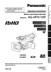 Panasonic HPX170 Operating Instructions
